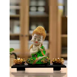 Mariner's Creation Green & Beige Textured Small Buddha Idol Showpiece-picture-27