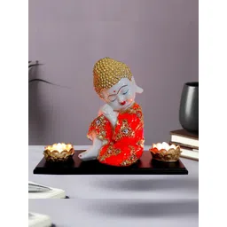 Mariner's Creation Orange & White Textured Small Buddha Idol Showpiece-picture-30