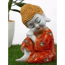 Mariner's Creation Red & Gold Toned  Textured Small Buddha Idol Showpiece-picture-21