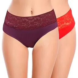marinova Women's Bikini Lace Cotton Panty (Pack of 2)-picture-34