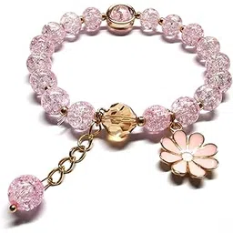 maripabon Glazed Flowers Crystal Bead Bracelets 8mm Gemstone Beaded Stretch Bracelet with Flower Bracelet for Women, 8mm, Crystal, crystal-picture-32