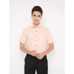 MARK & ALBERT Men Cotton  Peach-Coloured Classic Tailored Fit Casual Shirt-picture-16