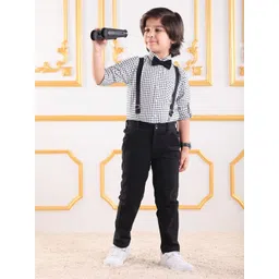 Mark & Mia Boys Checked Long Sleeves Shirt With Trousers & Suspender-picture-17