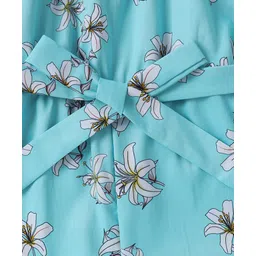 Mark & Mia Cotton Cold Shoulder Jumpsuit with Floral Print - Light Blue image 4