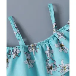 Mark & Mia Cotton Cold Shoulder Jumpsuit with Floral Print - Light Blue image 5