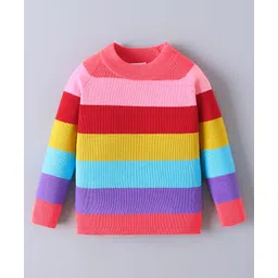 Mark & Mia Cotton Full Raglan Sleeves Striped Pullover Sweater - Multi Colour-picture-24