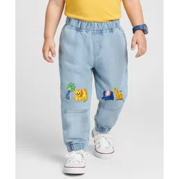 Mark & Mia Cotton Lycra Full Length Denim Jeans With Animal Embroidery - Light Blue-picture-31