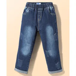 Mark & Mia Cotton Lycra Full Length Jeans with Distress Detailing- Blue-picture-23