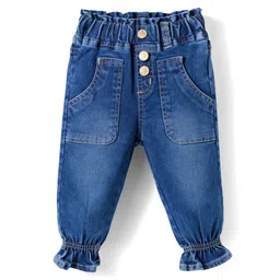 Mark & Mia Cotton Lycra Full Length Solid Color Denim Jeans with Pockets & Button Detailing - Blue-picture-14
