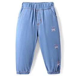 Mark & Mia Cotton Lycra Full Length Solid Denim Jeans with Embroidery - Light Blue-picture-10