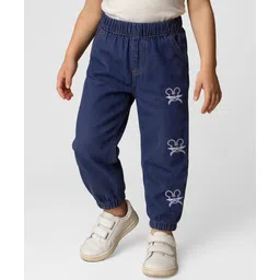 Mark & Mia Cotton Lycra Full Length Solid Denim Jeans with Embroidery - Navy-picture-12