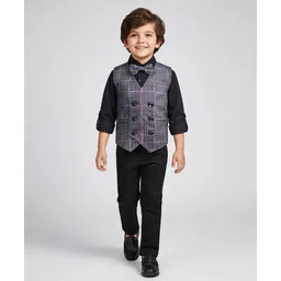 Mark & Mia Cotton Woven Full Sleeves Printed 3 Piece Party Suit With Bow - Black-picture-36