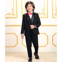 Mark & Mia Cotton Woven Full Sleeves Three Piece Party Suit with Blazer & Bow Detailing - Black-picture-37