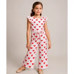 Mark & Mia Frill Sleeves Jumpsuit With Heart Print - White-picture-28