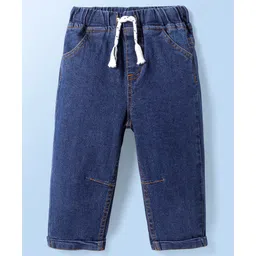 Mark & Mia Full Length Cotton Lycra Denim Jeans with Cord Detailing - Navy Blue-picture-22