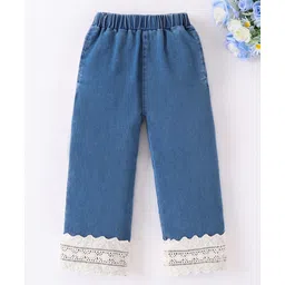 Mark & Mia Full Length Washed Jeans With Floral Embroidery Tape Detailing - Blue-picture-24