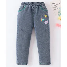 Mark & Mia Full Length Washed Jeans With Text Embriodery - Grey-picture-30