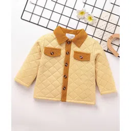 Mark & Mia Full Sleeves Front Open Jacket with Collar & Quilt Detailing - Khaki-picture-26