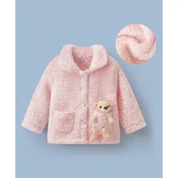 Mark & Mia Full Sleeves Fur Winter Jacket With Teddy Bear Applique - Pink-picture-23