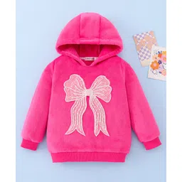 Mark & Mia Full Sleeves Hooded Sweatshirt With Bow Embroidery - Fuchsia-picture-19