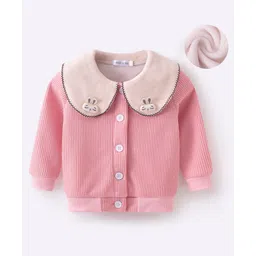 Mark & Mia Full Sleeves Jacket With Peter Pan Collar & Bunny Applique - Pink-picture-23