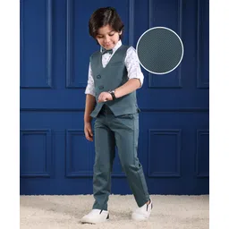 Mark & Mia Full Sleeves Printed 3 Piece Party Suit with Bow - Charcoal Grey & White-picture-10