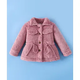 Mark & Mia Full Sleeves Solid Fur Winter Jacket - Pink-picture-10