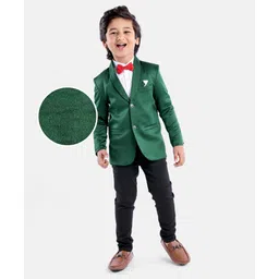 Mark & Mia Full Sleeves Three Piece Party Suit with Bow Detailing - Green-picture-11