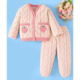 Mark & Mia Full Sleeves Winter Night Suit With Textured Design - Beige-picture-28