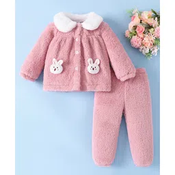 Mark & Mia Full Sleeves Winter Wear Night Suit With Bunny Applique - Pink-picture-19