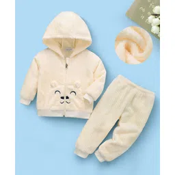 Mark & Mia Full Sleeves Winter Wear Night Suit With Bunny Ear Applique - Yellow-picture-26
