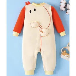 Mark & Mia Full Sleeves Winter Wear Romper With Animal Print & Applique - Beige-picture-12