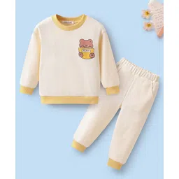 Mark & Mia Full Sleeves Winter Wear Suit Set with Teddy Print - Cream-picture-13