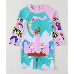 Mark & Mia FullRaglan Sleeves Legged Swimsuit with Elephant Print - Mint Green-picture-19