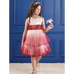 Mark & Mia Girls Colourblocked Knee Length Sleeveless Fit & Flare Party Dress-picture-38