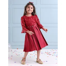 Mark and Mia  Girls Embroidered Accordion Pleats A-Line Dress Comes with a belt-image-27