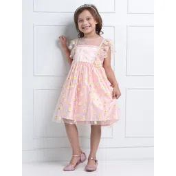 Mark and Mia Girls Floral Printed Flutter Sleeve A-Line Dress-image-31