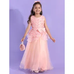 Mark and Mia Girls Lace Frills Bows and Ruffles Fit & Flare Maxi Dress Comes with a belt-image-0