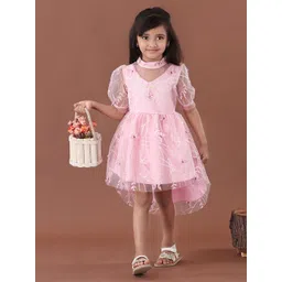 Mark and Mia Girls Self Design Printed Peplum Dress-image-40