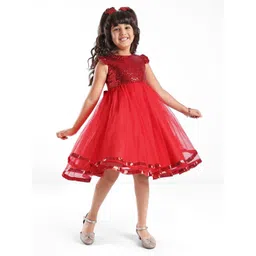 Mark and Mia Girls Sequined Embellished Round Neck Fit and Flare Dress-image-5