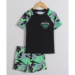 Mark & Mia Half Raglan Sleeves Two Piece Swimsuit with Abstract Print -Green-picture-34