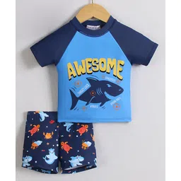 Mark & Mia Half Raglan Sleeves Two Piece Swimsuit With Sea Animals Print - Blue-picture-16