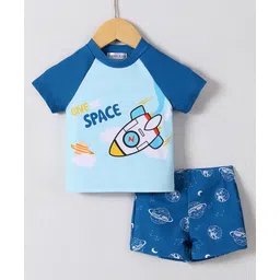 Mark & Mia Half Raglan Sleeves Two Piece Swimsuit with Space Theme Print - Blue-picture-26