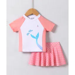 Mark & Mia Half Raglan Sleeves Two Piece Swimsuit with Whale Tail Print - Peach-picture-22