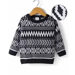 Mark & Mia Knit Full Sleeves Pullover Sweater with Motif Design - Black-picture-25