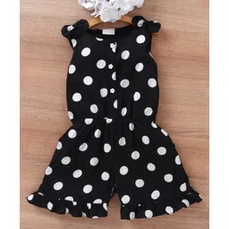 mark & mia Kookie Kids Cotton Sleeveless Jumpsuit Polka Dot Print With Bow Detailing- Black-picture-28