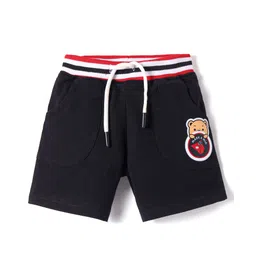 mark & mia Kookie Kids Knee Length Shorts with Tipping Rib & Graphic Print - Black-picture-31