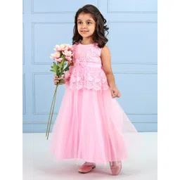 mark & mia Mark and Mia Girl Self Design Round Neck Maxi Dress-picture-31