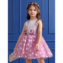 mark & mia Mark and Mia Girls Floral Self Design Fit and Flare Dress-picture-28