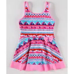 Mark & Mia Sleeveless Frock Swimsuit with Abstract Print - Pink-picture-17